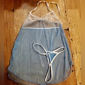 Sheer Blue and White Lingerie Set